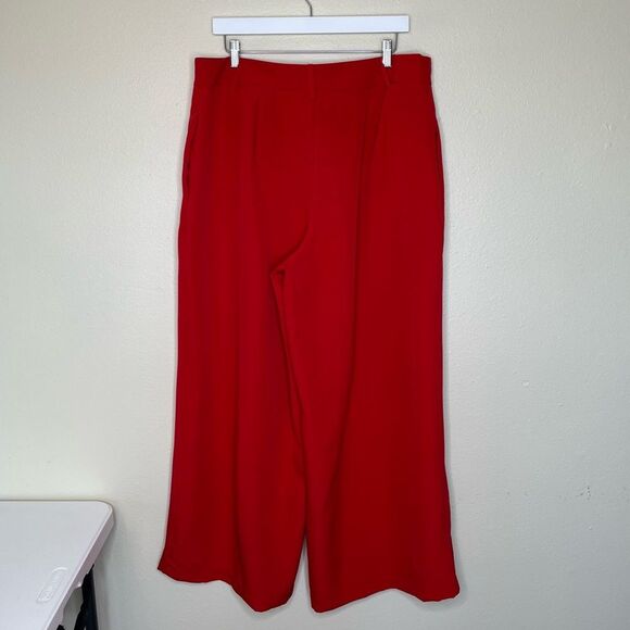 NWT Ashley Stewart Pintuck Wide Leg Red Palazzo Pants High Rise Pockets Women 18 - Picture 6 of 14